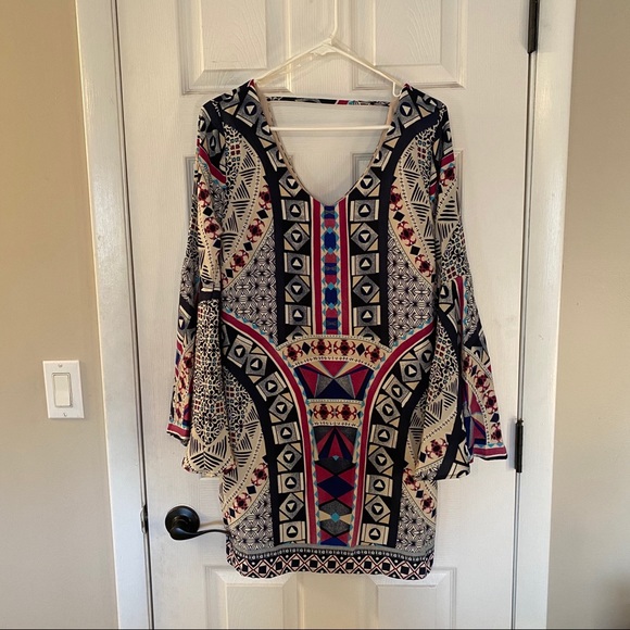 Pink Owl Bell Sleeve Dress - Picture 2 of 8